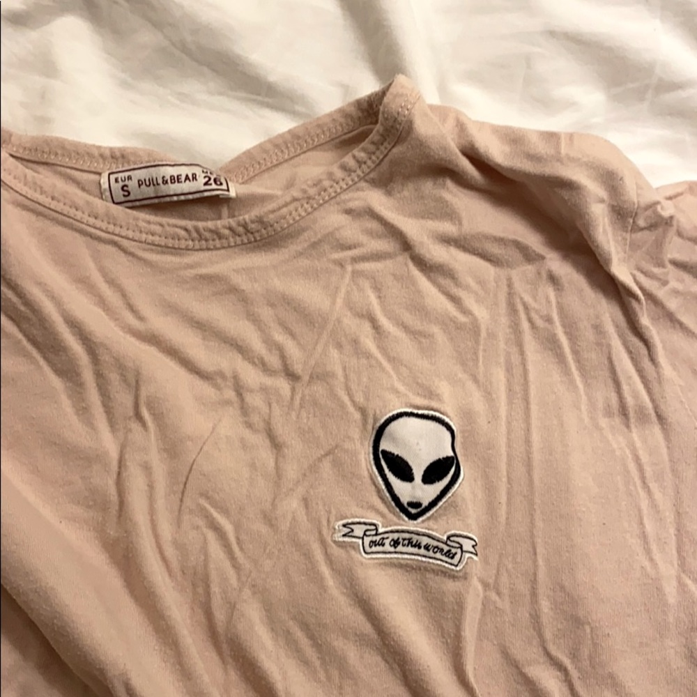 PALE PINK "out of this world" ALIEN LOGO T SHIRT